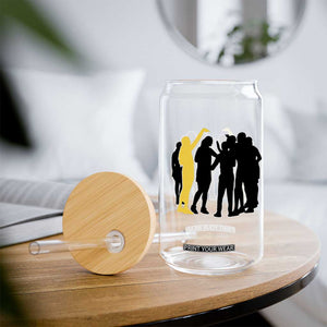 Viral Basketball Pointing Huddle Glass Can Funny Women Sports Culture Meme Yellow Silhouette Graphic TS02 Print Your Wear