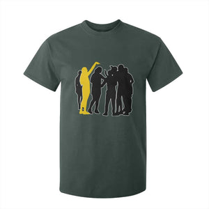 Viral Basketball Pointing Huddle T Shirt For Kid Funny Women Sports Culture Meme Yellow Silhouette Graphic TS02 Dark Forest Green Print Your Wear