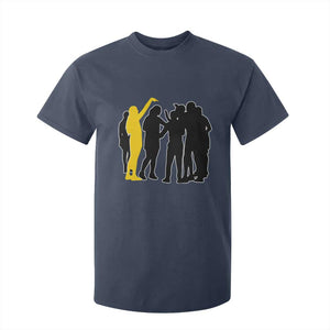 Viral Basketball Pointing Huddle T Shirt For Kid Funny Women Sports Culture Meme Yellow Silhouette Graphic TS02 Navy Print Your Wear