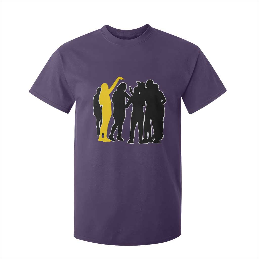 Viral Basketball Pointing Huddle T Shirt For Kid Funny Women Sports Culture Meme Yellow Silhouette Graphic TS02 Purple Print Your Wear