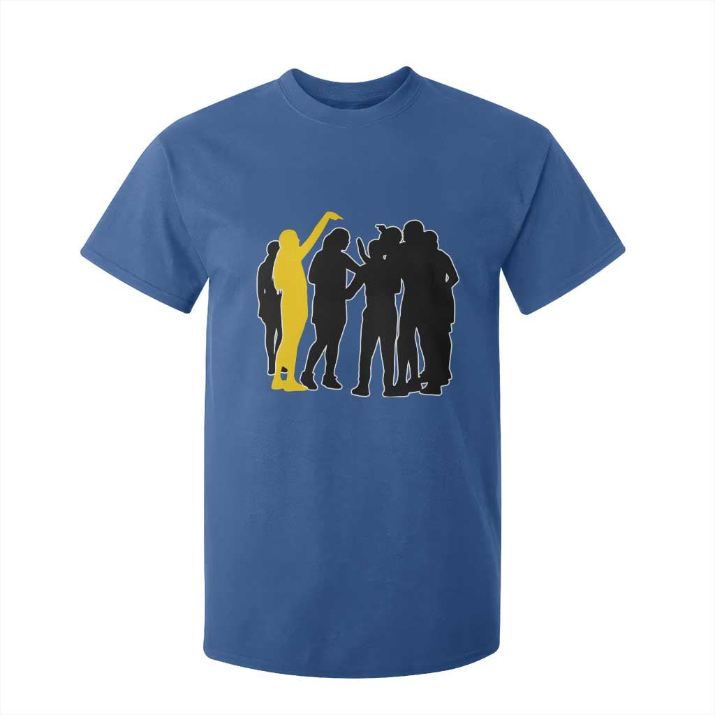 Viral Basketball Pointing Huddle T Shirt For Kid Funny Women Sports Culture Meme Yellow Silhouette Graphic TS02 Royal Blue Print Your Wear