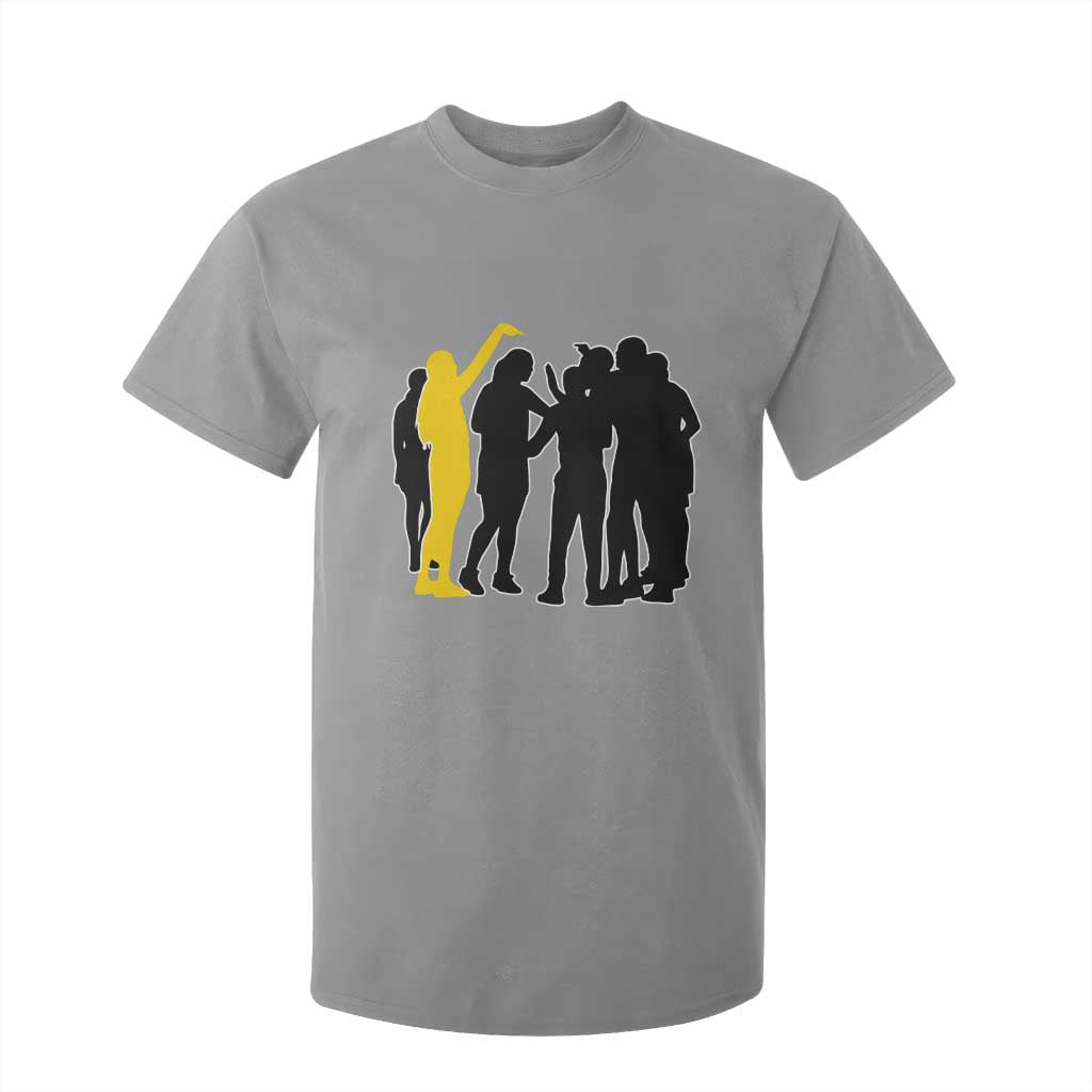 Viral Basketball Pointing Huddle T Shirt For Kid Funny Women Sports Culture Meme Yellow Silhouette Graphic TS02 Sport Gray Print Your Wear