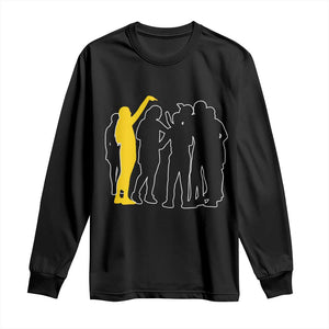 Viral Basketball Pointing Huddle Long Sleeve Shirt Funny Women Sports Culture Meme Yellow Silhouette Graphic TS02 Black Print Your Wear