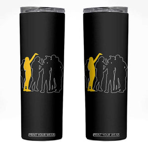 Viral Basketball Pointing Huddle Skinny Tumbler Funny Women Sports Culture Meme Yellow Silhouette Graphic TS02 Black Print Your Wear