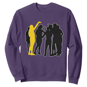 Viral Basketball Pointing Huddle Sweatshirt Funny Women Sports Culture Meme Yellow Silhouette Graphic TS02 Purple Print Your Wear