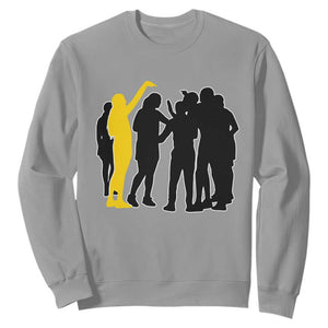 Viral Basketball Pointing Huddle Sweatshirt Funny Women Sports Culture Meme Yellow Silhouette Graphic TS02 Sport Gray Print Your Wear