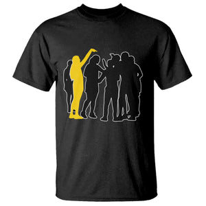 Viral Basketball Pointing Huddle T Shirt Funny Women Sports Culture Meme Yellow Silhouette Graphic TS02 Black Print Your Wear