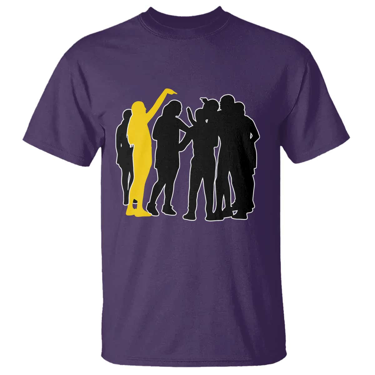 Viral Basketball Pointing Huddle T Shirt Funny Women Sports Culture Meme Yellow Silhouette Graphic TS02 Purple Print Your Wear