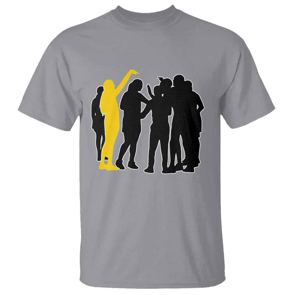 Viral Basketball Pointing Huddle T Shirt Funny Women Sports Culture Meme Yellow Silhouette Graphic TS02 Sport Gray Print Your Wear
