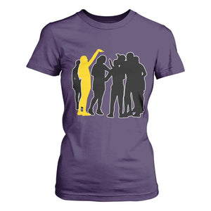 Viral Basketball Pointing Huddle T Shirt For Women Funny Women Sports Culture Meme Yellow Silhouette Graphic TS02 Purple Print Your Wear
