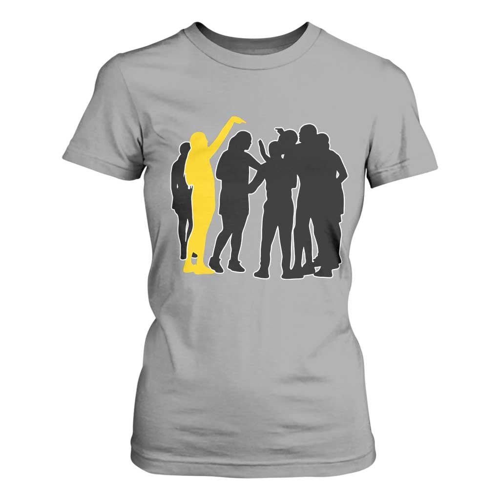 Viral Basketball Pointing Huddle T Shirt For Women Funny Women Sports Culture Meme Yellow Silhouette Graphic TS02 Sport Gray Print Your Wear