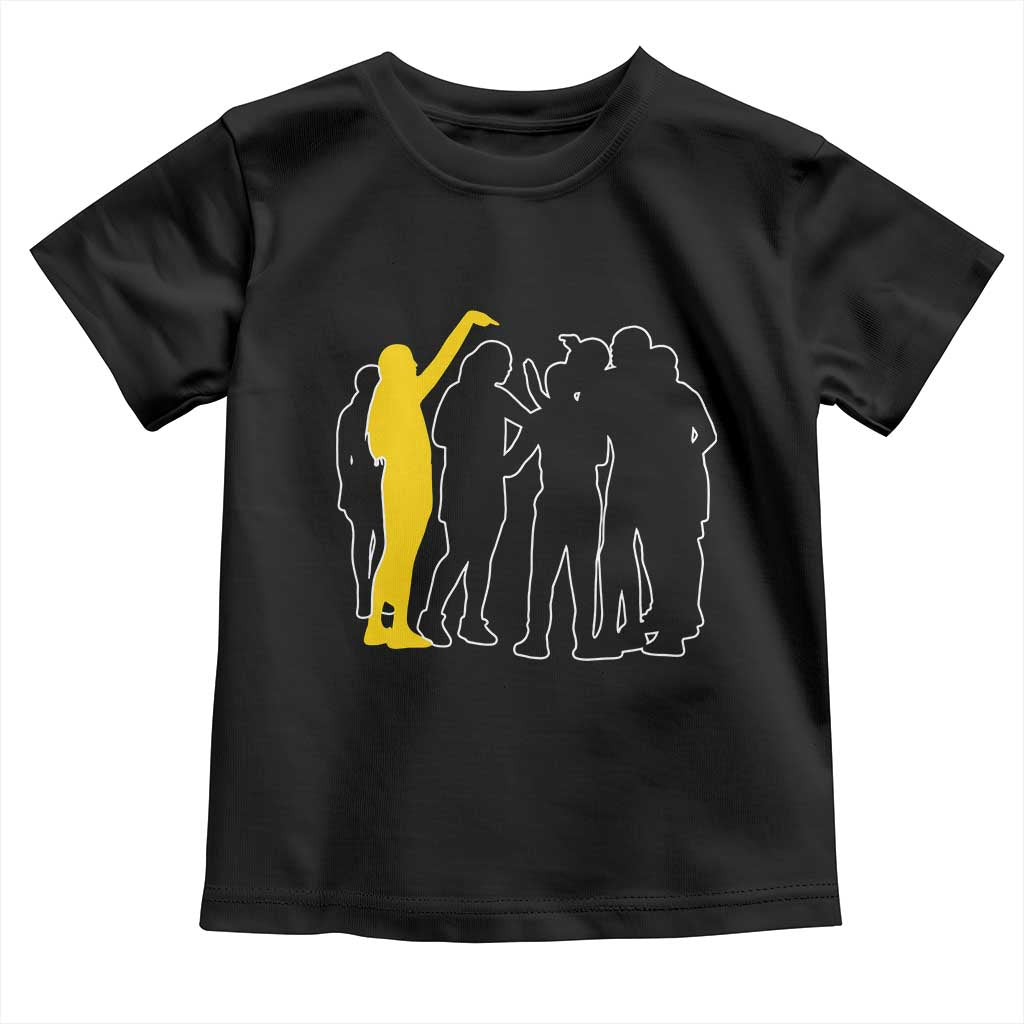 Viral Basketball Pointing Huddle Toddler T Shirt Funny Women Sports Culture Meme Yellow Silhouette Graphic TS02 Black Print Your Wear