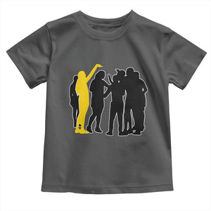 Viral Basketball Pointing Huddle Toddler T Shirt Funny Women Sports Culture Meme Yellow Silhouette Graphic TS02 Dark Heather Print Your Wear