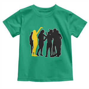 Viral Basketball Pointing Huddle Toddler T Shirt Funny Women Sports Culture Meme Yellow Silhouette Graphic TS02 Irish Green Print Your Wear