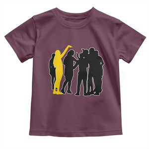 Viral Basketball Pointing Huddle Toddler T Shirt Funny Women Sports Culture Meme Yellow Silhouette Graphic TS02 Maroon Print Your Wear