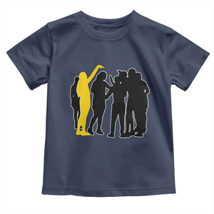 Viral Basketball Pointing Huddle Toddler T Shirt Funny Women Sports Culture Meme Yellow Silhouette Graphic TS02 Navy Print Your Wear