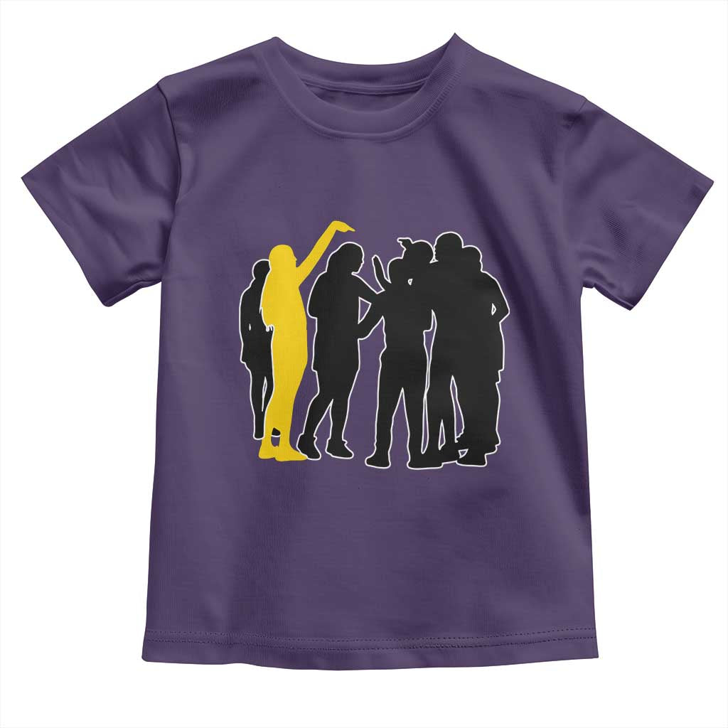 Viral Basketball Pointing Huddle Toddler T Shirt Funny Women Sports Culture Meme Yellow Silhouette Graphic TS02 Purple Print Your Wear