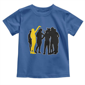 Viral Basketball Pointing Huddle Toddler T Shirt Funny Women Sports Culture Meme Yellow Silhouette Graphic TS02 Royal Blue Print Your Wear