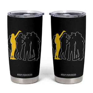 Viral Basketball Pointing Huddle Tumbler Cup Funny Women Sports Culture Meme Yellow Silhouette Graphic TS02 Black Print Your Wear