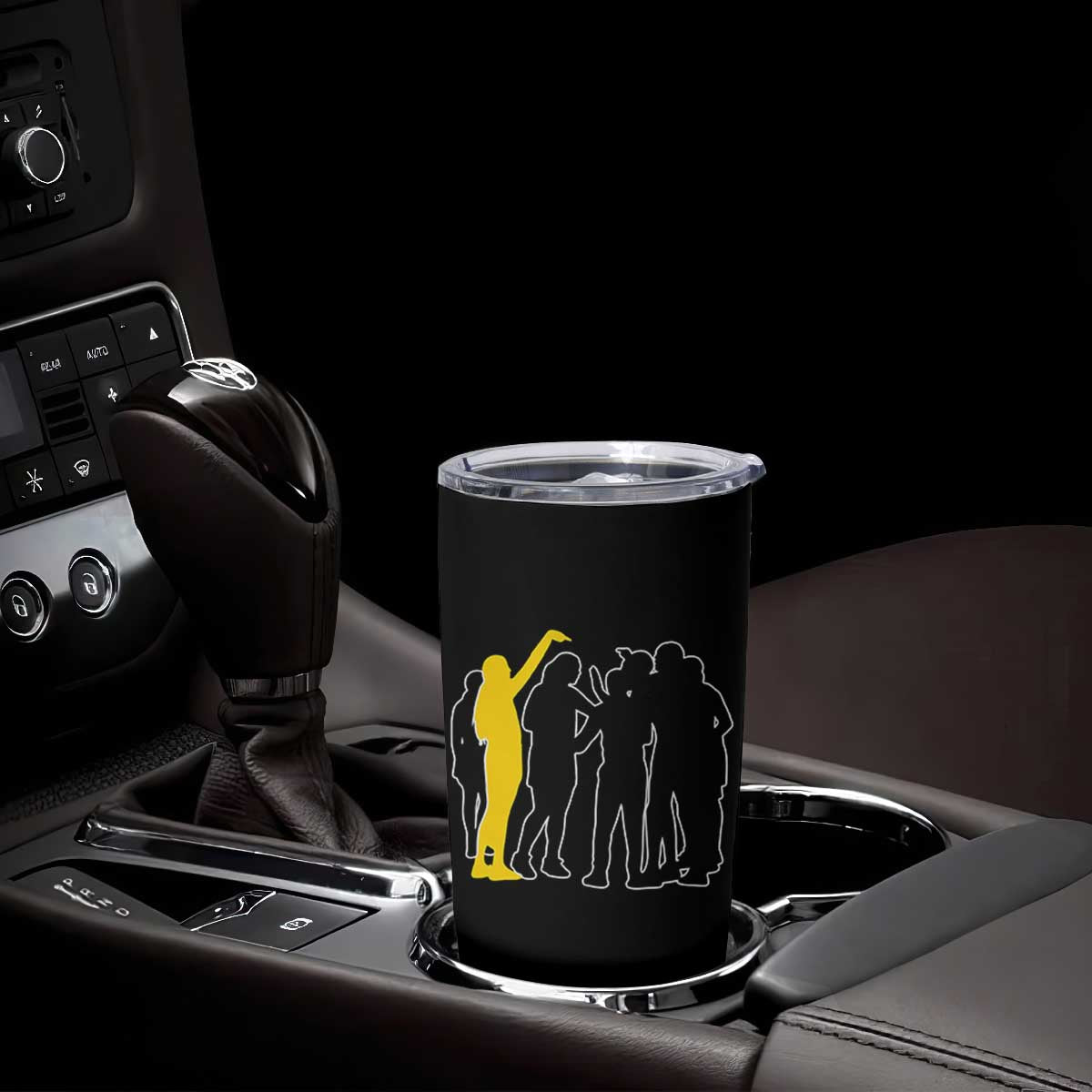 Viral Basketball Pointing Huddle Tumbler Cup Funny Women Sports Culture Meme Yellow Silhouette Graphic TS02 Print Your Wear