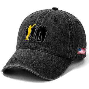 Viral Basketball Pointing Huddle Washed Cotton Baseball Cap Funny Women Sports Culture Meme Yellow Silhouette Graphic TS02 Print Your Wear