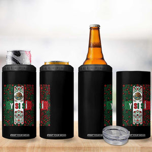 Y Si Si Mexican Flag Floral Folk Art 4 in 1 Can Cooler Tumbler Viva Mexico Pride for Soccer Football Fans TS02 Print Your Wear