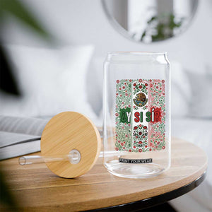 Y Si Si Mexican Flag Floral Folk Art Glass Can Viva Mexico Pride for Soccer Football Fans TS02 Print Your Wear