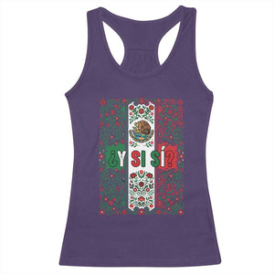 Y Si Si Mexican Flag Floral Folk Art Racerback Tank Top Viva Mexico Pride for Soccer Football Fans TS02 Purple Print Your Wear