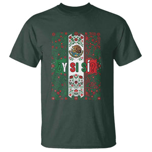 Y Si Si Mexican Flag Floral Folk Art T Shirt Viva Mexico Pride for Soccer Football Fans TS02 Dark Forest Green Print Your Wear
