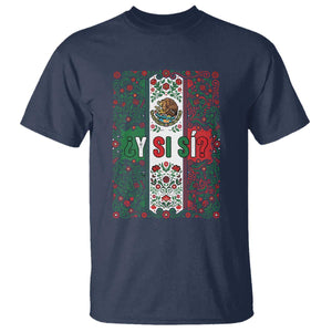 Y Si Si Mexican Flag Floral Folk Art T Shirt Viva Mexico Pride for Soccer Football Fans TS02 Navy Print Your Wear