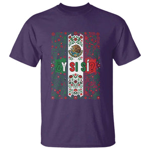Y Si Si Mexican Flag Floral Folk Art T Shirt Viva Mexico Pride for Soccer Football Fans TS02 Purple Print Your Wear