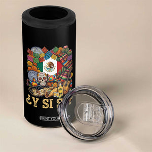 Y Si Si Mexican Flag Fiesta Taco Tequila Sugar Skull Graphic 4 in 1 Can Cooler Tumbler What If Mexico Party Culture Performance TS02 Print Your Wear