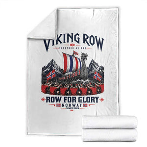 Viking Row Ro Ro Norway Norge Norwegian Flag Throw Blanket Row For Glory Norway Together As One Retro Football Fans TS02 White Print Your Wear