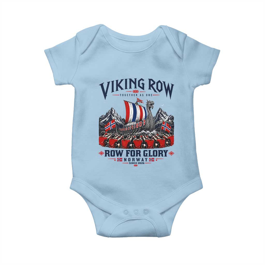 Viking Row Ro Ro Norway Norge Norwegian Flag Baby Onesie Row For Glory Norway Together As One Retro Football Fans TS02 Light Blue Print Your Wear