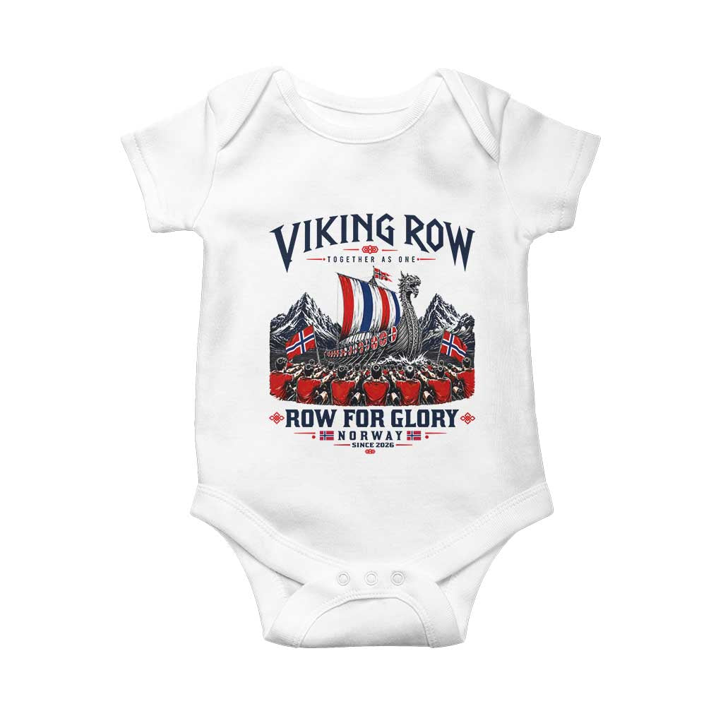 Viking Row Ro Ro Norway Norge Norwegian Flag Baby Onesie Row For Glory Norway Together As One Retro Football Fans TS02 White Print Your Wear
