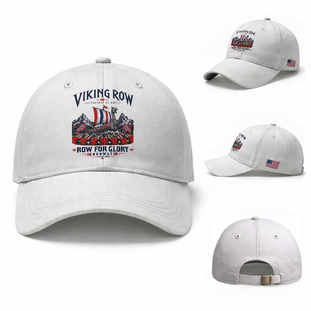 Viking Row Ro Ro Norway Norge Norwegian Flag Baseball Cap Row For Glory Norway Together As One Retro Football Fans TS02 Baseball Cap Universal Fit White Print Your Wear