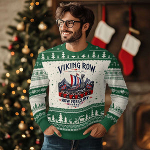 Viking Row Ro Ro Norway Norge Norwegian Flag Ugly Christmas Sweater Row For Glory Norway Together As One Retro Football Fans TS02 Beige Green Print Your Wear
