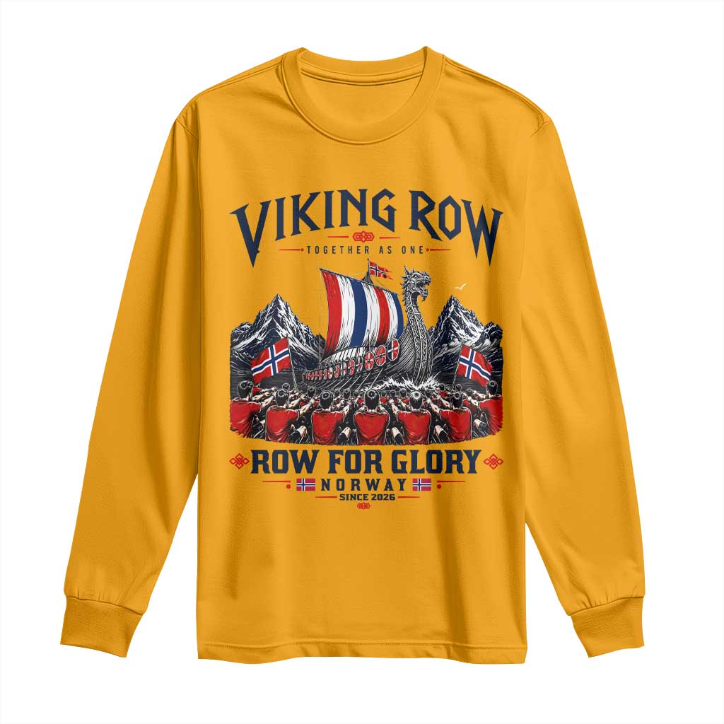 Viking Row Ro Ro Norway Norge Norwegian Flag Long Sleeve Shirt Row For Glory Norway Together As One Retro Football Fans TS02 Gold Print Your Wear