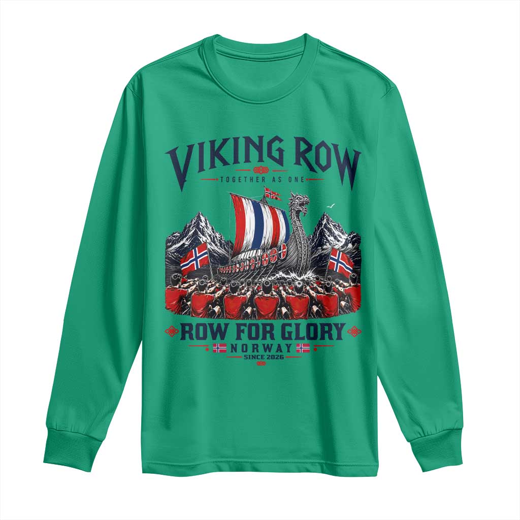 Viking Row Ro Ro Norway Norge Norwegian Flag Long Sleeve Shirt Row For Glory Norway Together As One Retro Football Fans TS02 Irish Green Print Your Wear