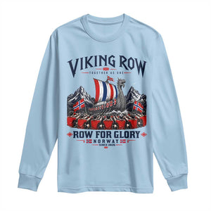 Viking Row Ro Ro Norway Norge Norwegian Flag Long Sleeve Shirt Row For Glory Norway Together As One Retro Football Fans TS02 Light Blue Print Your Wear