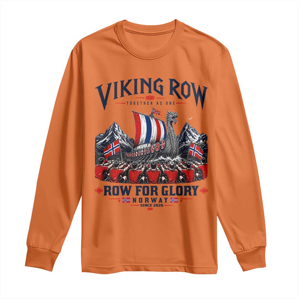 Viking Row Ro Ro Norway Norge Norwegian Flag Long Sleeve Shirt Row For Glory Norway Together As One Retro Football Fans TS02 Orange Print Your Wear