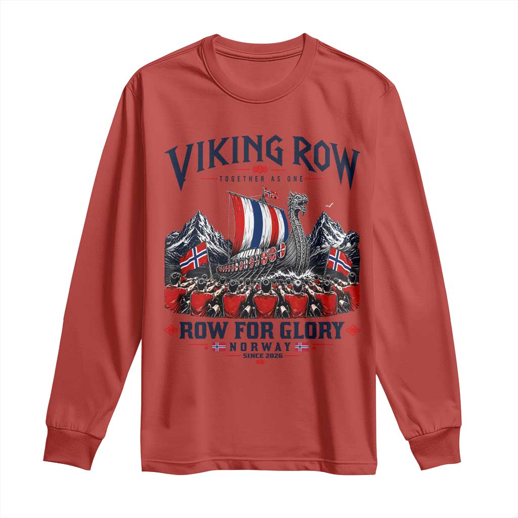 Viking Row Ro Ro Norway Norge Norwegian Flag Long Sleeve Shirt Row For Glory Norway Together As One Retro Football Fans TS02 Red Print Your Wear