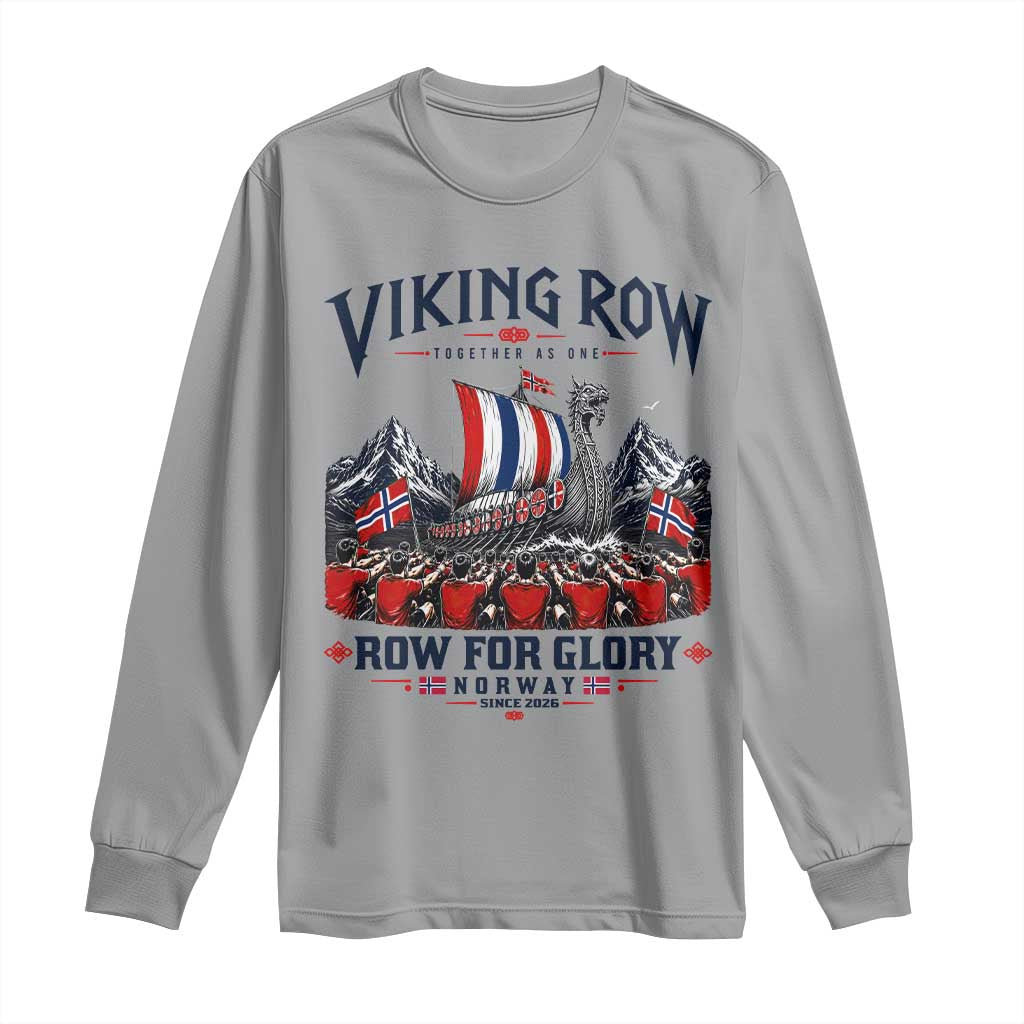 Viking Row Ro Ro Norway Norge Norwegian Flag Long Sleeve Shirt Row For Glory Norway Together As One Retro Football Fans TS02 Sport Gray Print Your Wear