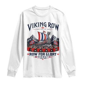 Viking Row Ro Ro Norway Norge Norwegian Flag Long Sleeve Shirt Row For Glory Norway Together As One Retro Football Fans TS02 White Print Your Wear