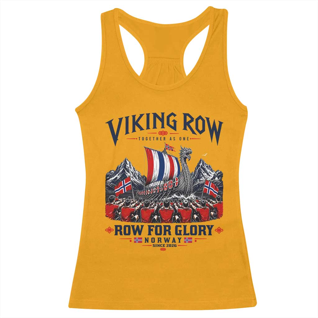 Viking Row Ro Ro Norway Norge Norwegian Flag Racerback Tank Top Row For Glory Norway Together As One Retro Football Fans TS02 Gold Print Your Wear