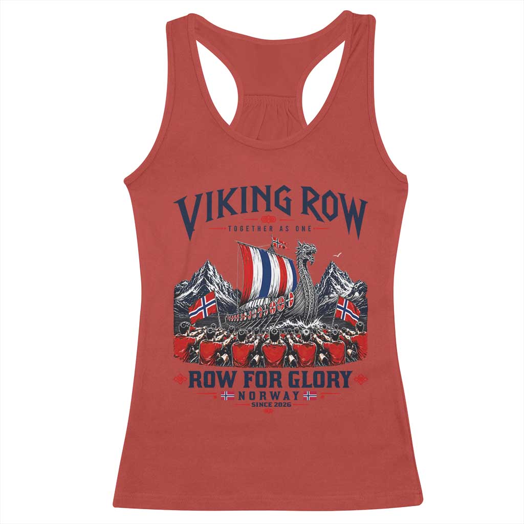 Viking Row Ro Ro Norway Norge Norwegian Flag Racerback Tank Top Row For Glory Norway Together As One Retro Football Fans TS02 Red Print Your Wear