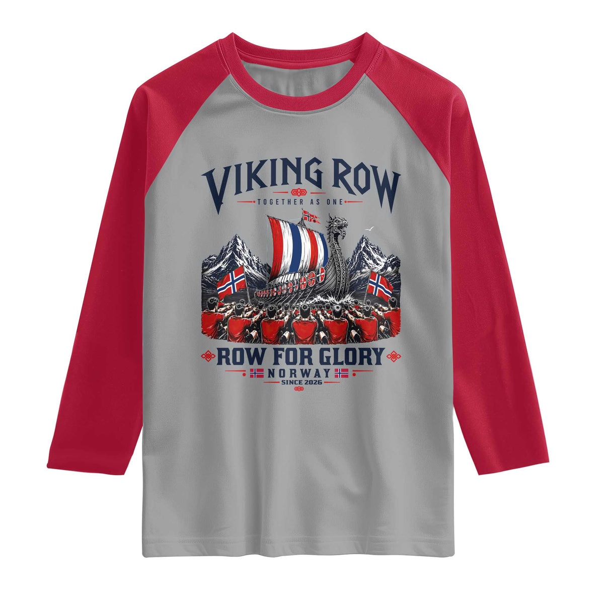 Viking Row Ro Ro Norway Norge Norwegian Flag Raglan Shirt Row For Glory Norway Together As One Retro Football Fans TS02 Sport Gray Red Print Your Wear
