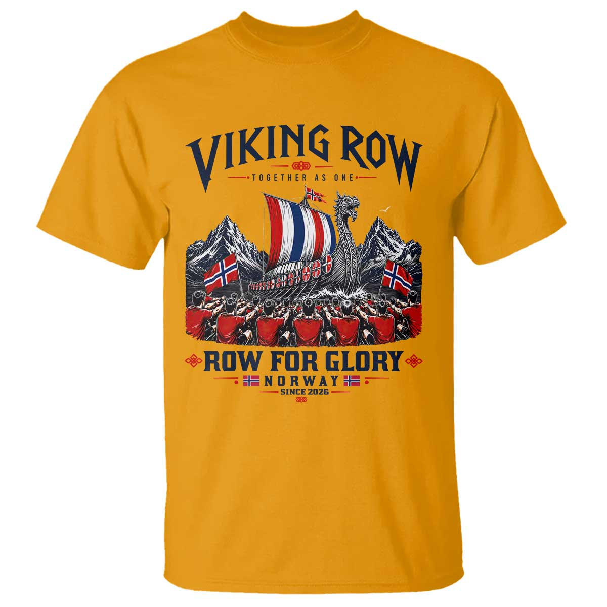 Viking Row Ro Ro Norway Norge Norwegian Flag T Shirt Row For Glory Norway Together As One Retro Football Fans TS02 Gold Print Your Wear