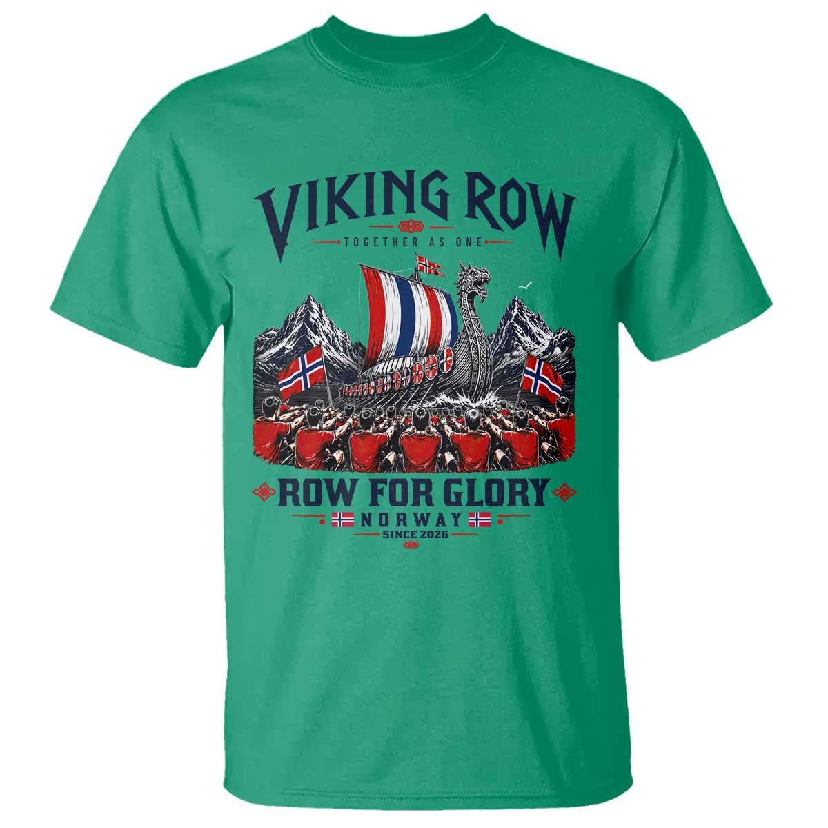 Viking Row Ro Ro Norway Norge Norwegian Flag T Shirt Row For Glory Norway Together As One Retro Football Fans TS02 Irish Green Print Your Wear