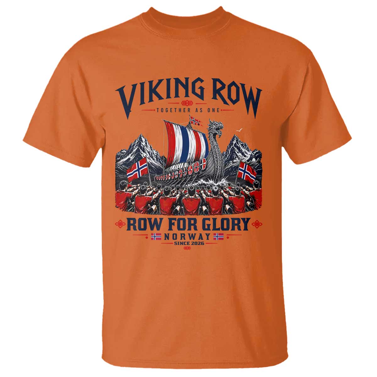 Viking Row Ro Ro Norway Norge Norwegian Flag T Shirt Row For Glory Norway Together As One Retro Football Fans TS02 Orange Print Your Wear